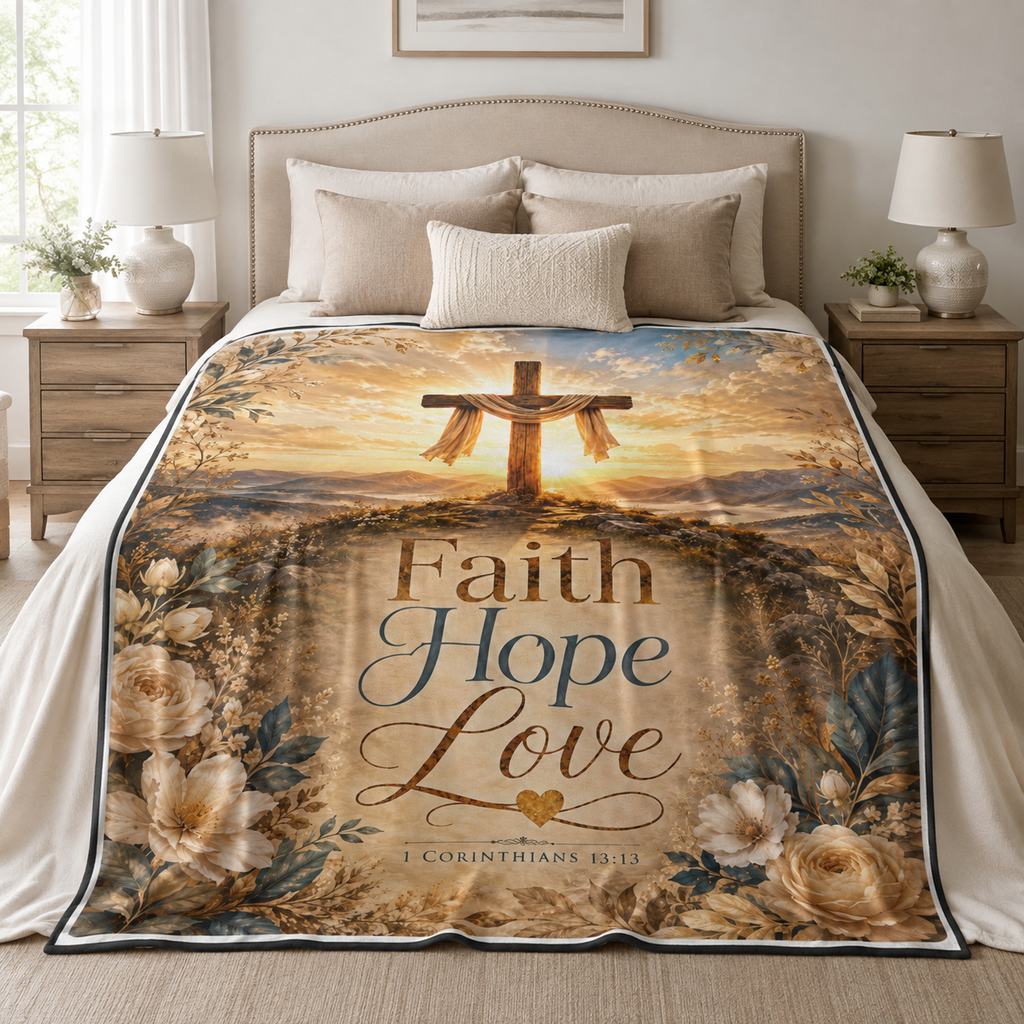 Faith Hope Love Plush Blanket - 60" x 80"