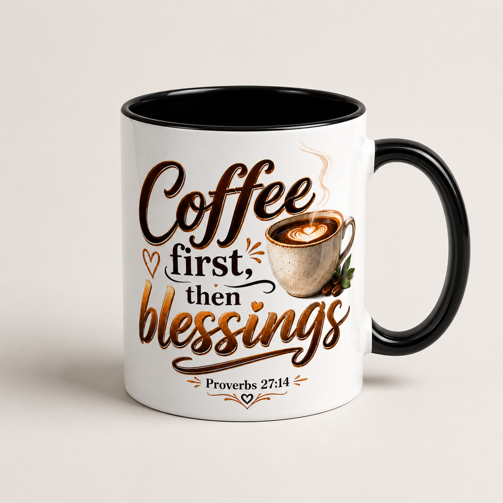 Coffee First Then Blessings Mug | Proverbs 27:14
