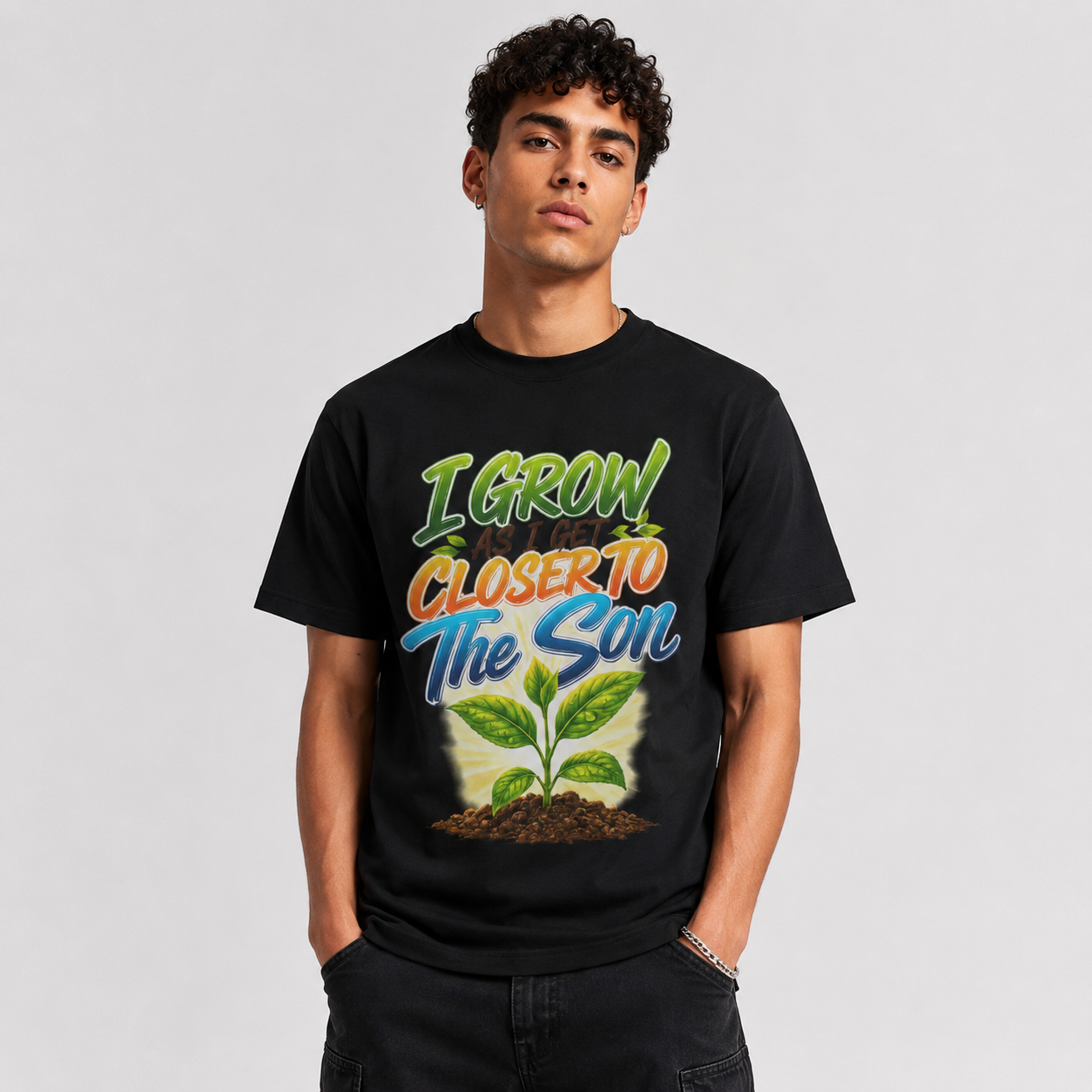 "I Grow As I Get Closer To The Son" Slim Fit Top
