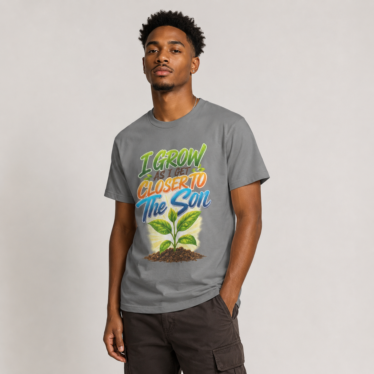 "I Grow As I Get Closer To The Son" Slim Fit Top
