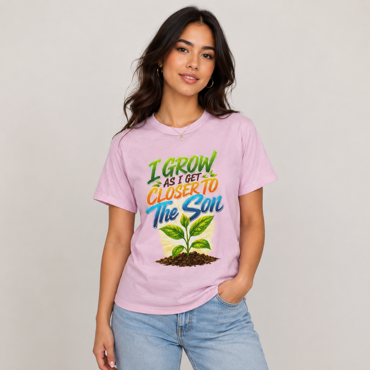 "I Grow As I Get Closer To The Son" Slim Fit Top