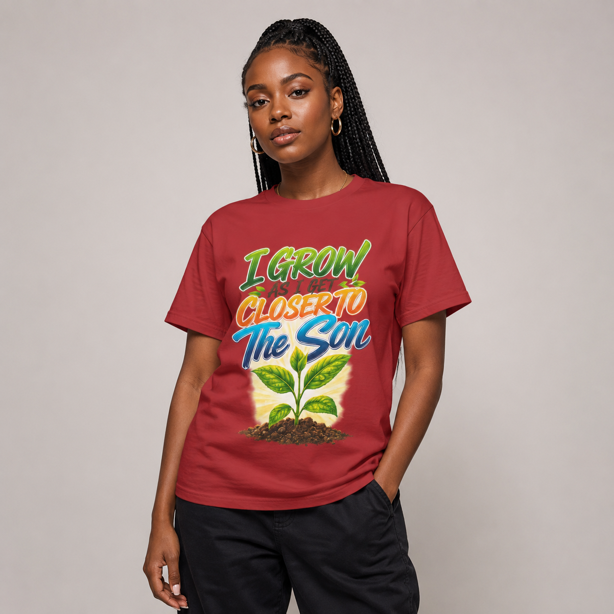 "I Grow As I Get Closer To The Son" Slim Fit Top