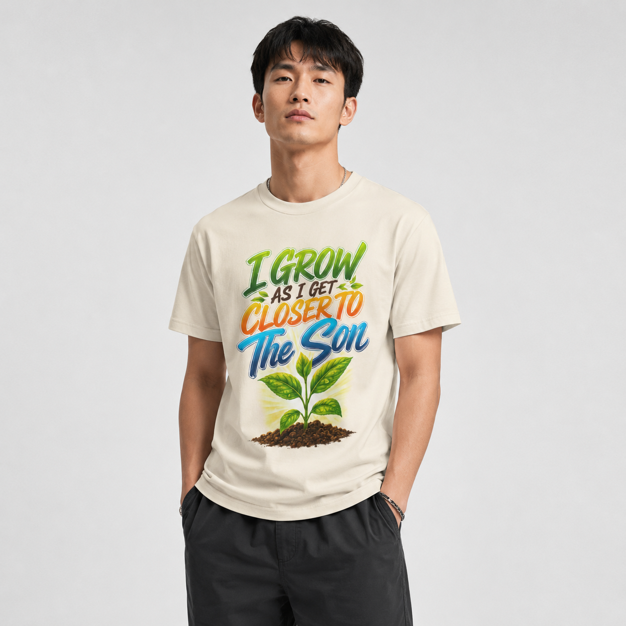 "I Grow As I Get Closer To The Son" Slim Fit Top