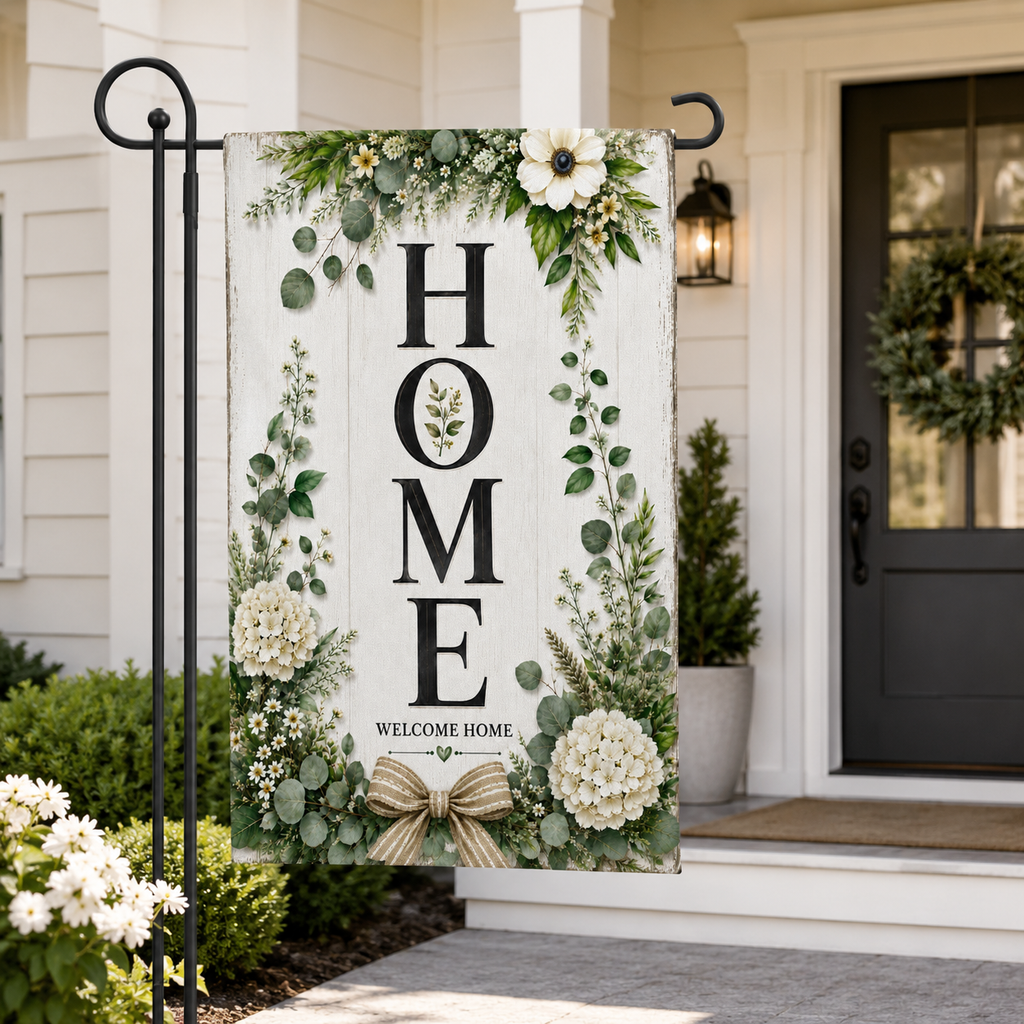 Welcome Home Banner — Floral Banner Flag